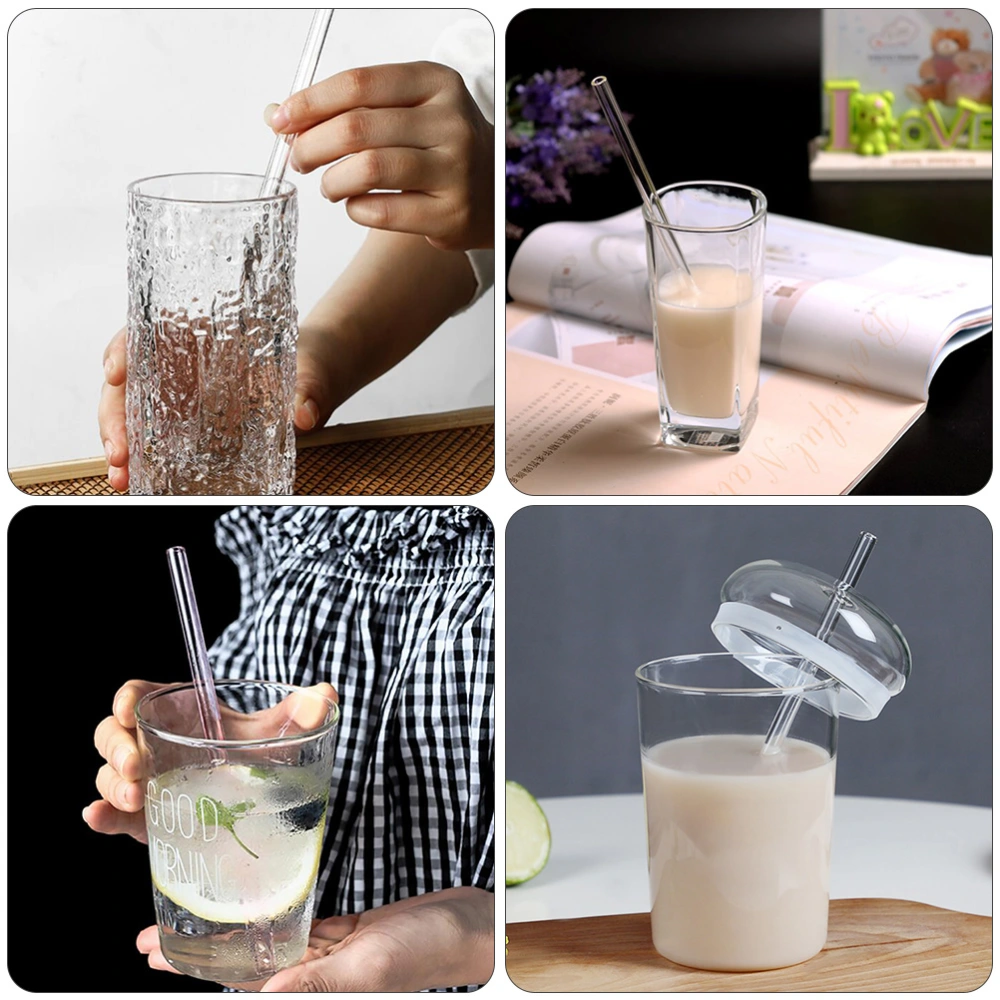 16pcs Transparent Glass Straw Beverages Glass Sucker with Brushes (Transparent)