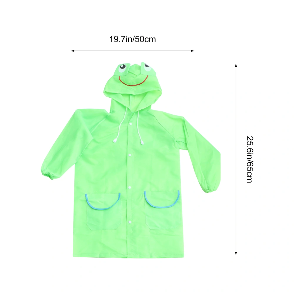 Children Raincoats with Hood Cartoon Animal Design Rain Coat Cover for Kids Girls Boys (Green, Suitable for Height 80-130cm)