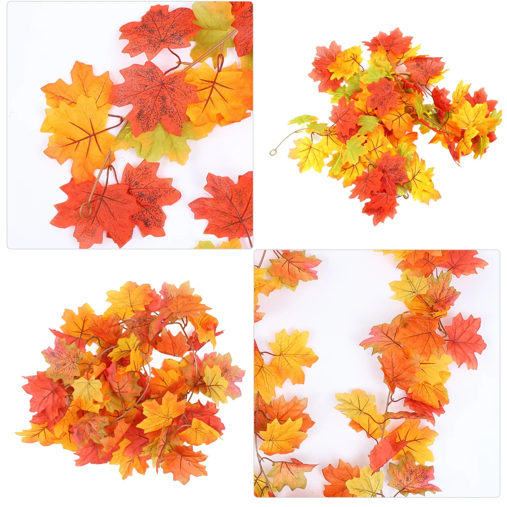 2Pcs Halloween Maple Leaf Vine Decor Artificial Rattans Wreath Adornments