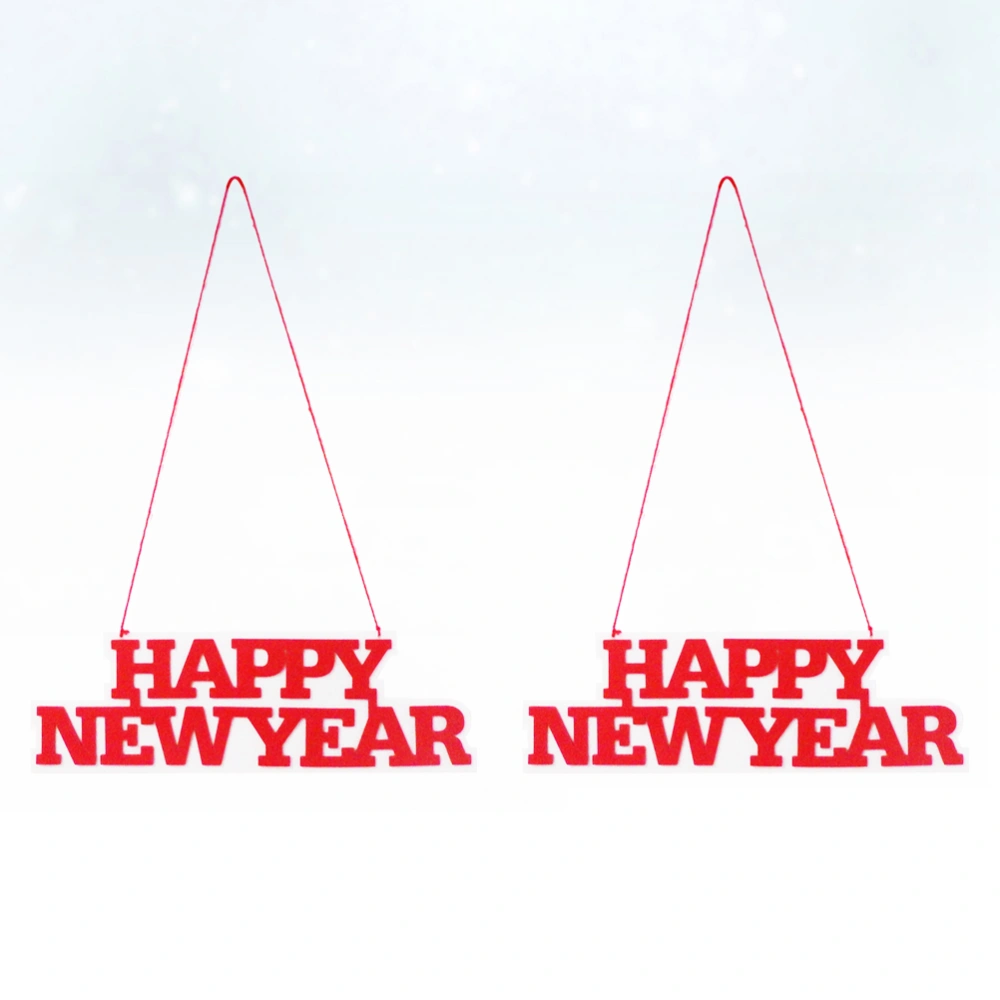 2pcs Happy New Year Hanging Decorations Shop Home Party Decor Party Accessory (Red)