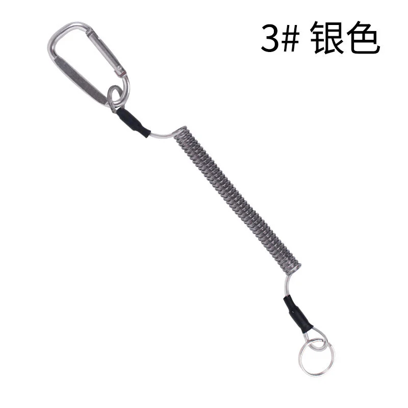 Spring Lanyard Tether Rope Retractable Coiled Tether with Carabiner Protective Fishing Lanyard
