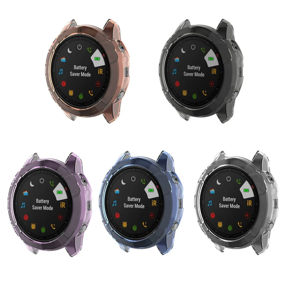 Watch Protective Case TPU Watch Cover Compatible for Garmin Fenix 6X Fenix6x Pro (Transparent Purple)