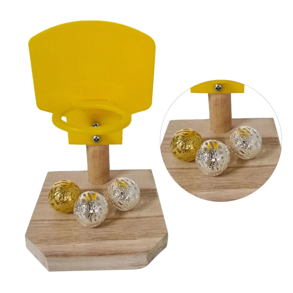 Educational Bird Toy Interactive Basketball Stands Toy Funny Parrot Training Toy (With 3 Ball, Golden and Silver Random Color)