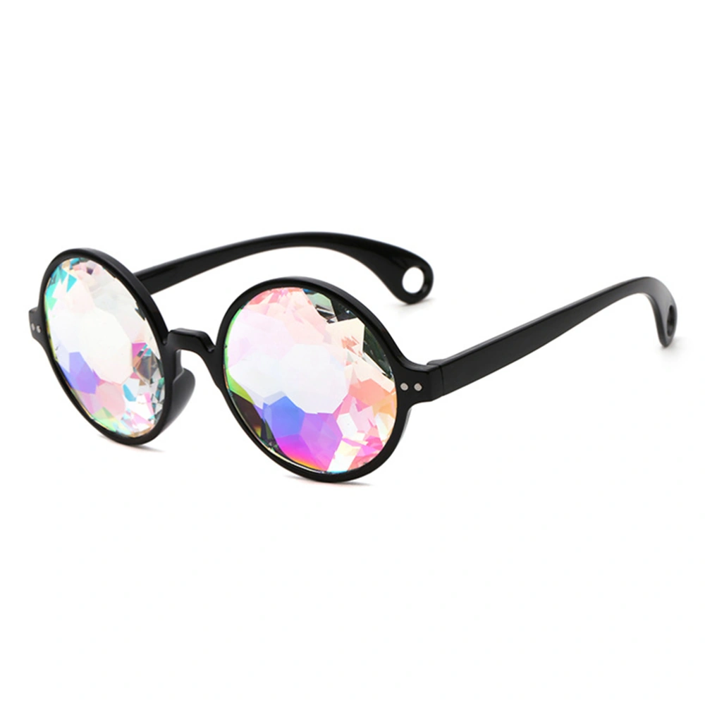 4D Kaleidoscope Glasses Rainbow Sunglasses Goggles for Festivals Rave Light Show (Black Frame)