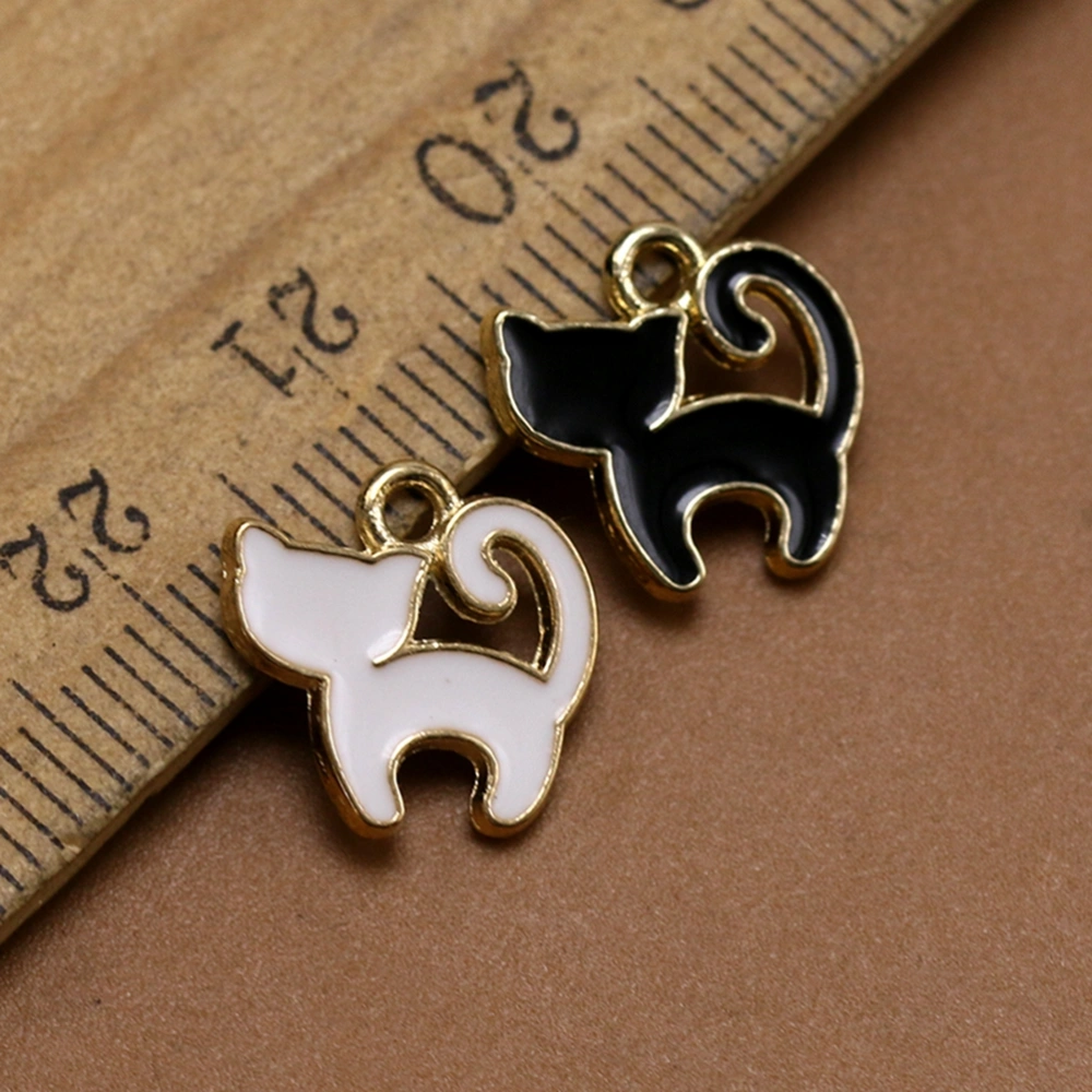 10pcs Alloy Simple Cat Pendants Charms DIY Jewelry Making Accessory for Earrings Necklace (Black)