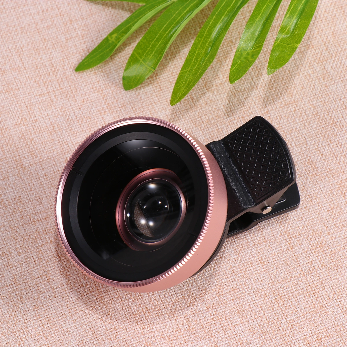 2 in 1 Phone Camera Lens Wide Angle Macro Lens Outer Mobile Phone Lens for Smartphone (Rose Gold)