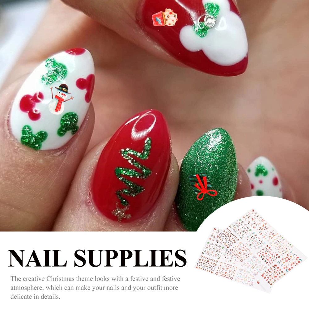 2 Sheets Novel Christmas Nail Stickers Exquisite Christmas Manicure Stickers