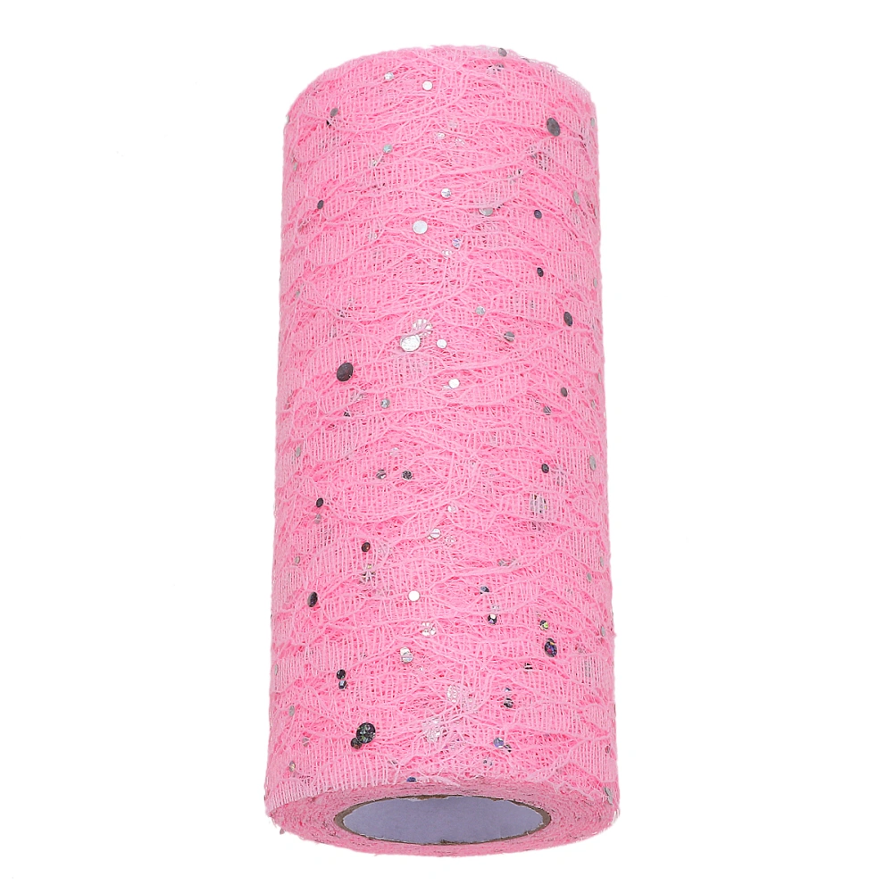 15cm x 10Yards Tulle Roll Spool Sparkling Lace Roll Tutu Wedding Banquet Decor Gift Wrap Table Skirt (Pink)