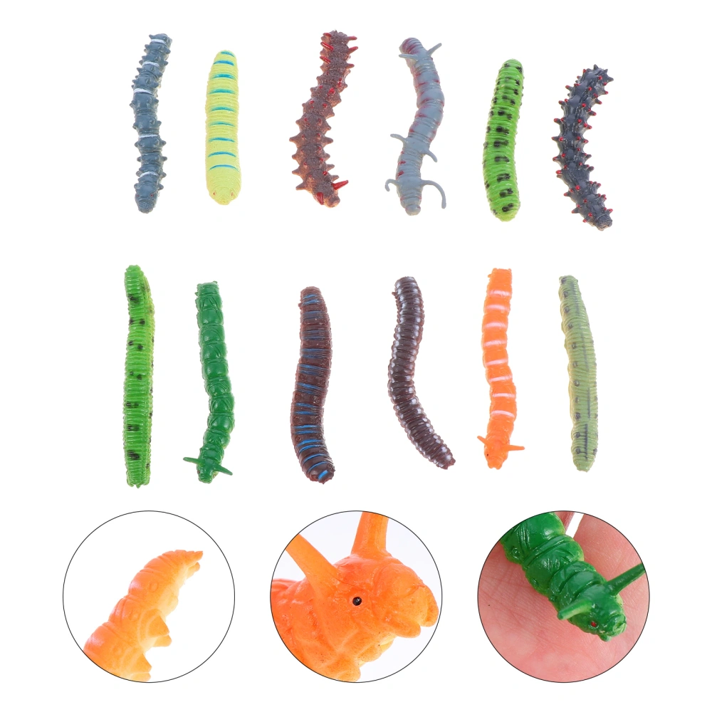 12 Pcs Realistic Caterpillar Toys Fake Insect Prank Toys Party Supplies