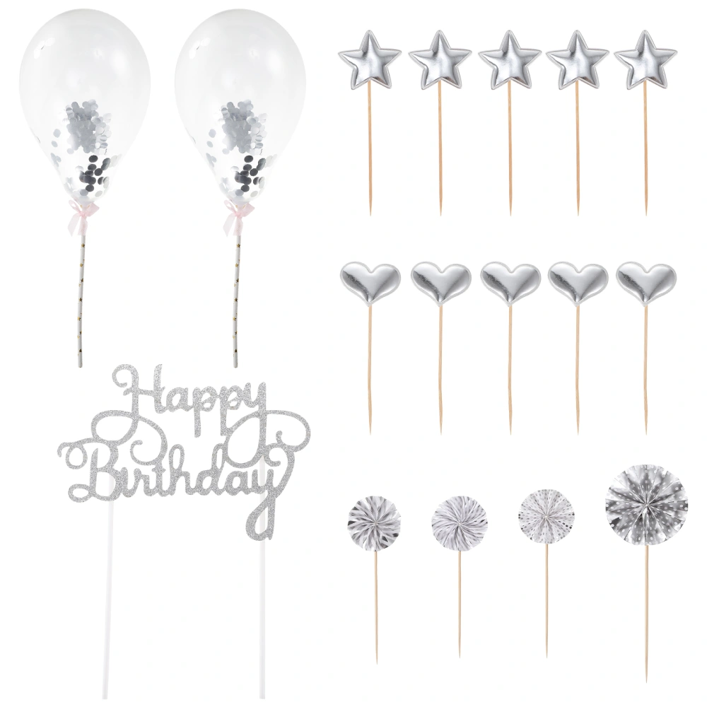 17pcs Happy Birthday Topper Birthday Decorative Topper Birthday Party Cake Picks