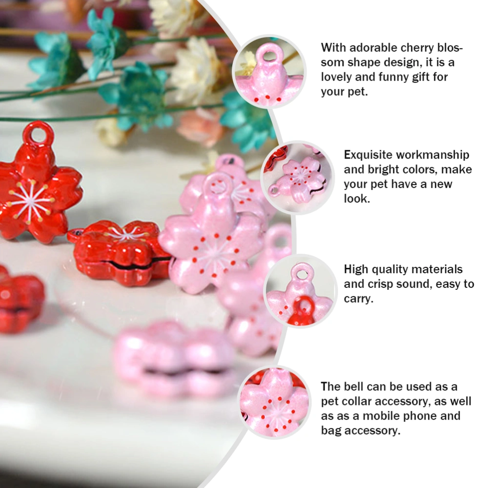 5PCS Lovely Pet Bell Cherry Blossom Shape Bell Pet Necklace Accessories