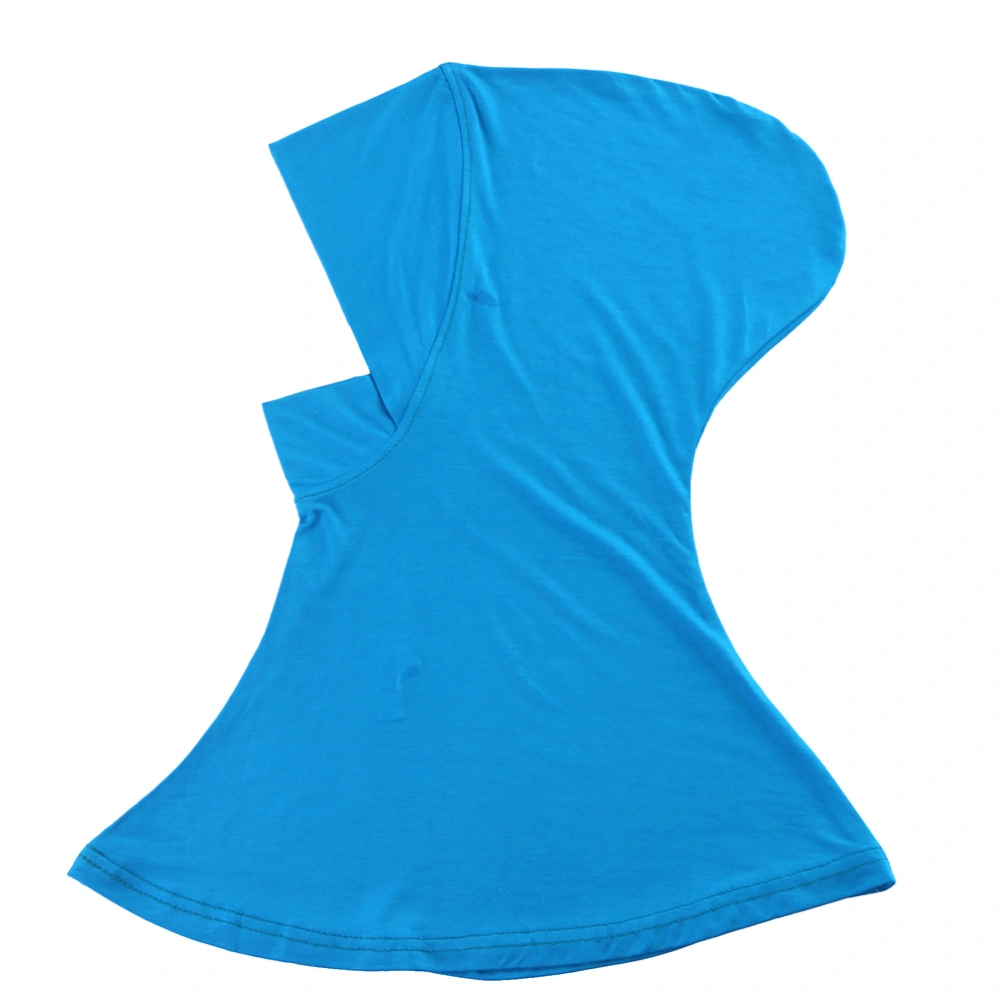 Women Adjustable Muslim Hijab Neck Cover Scarf Bonnet Inner Hijab Full Cover Bone Lady Islamic Muslim Headwear (Lake Blue)