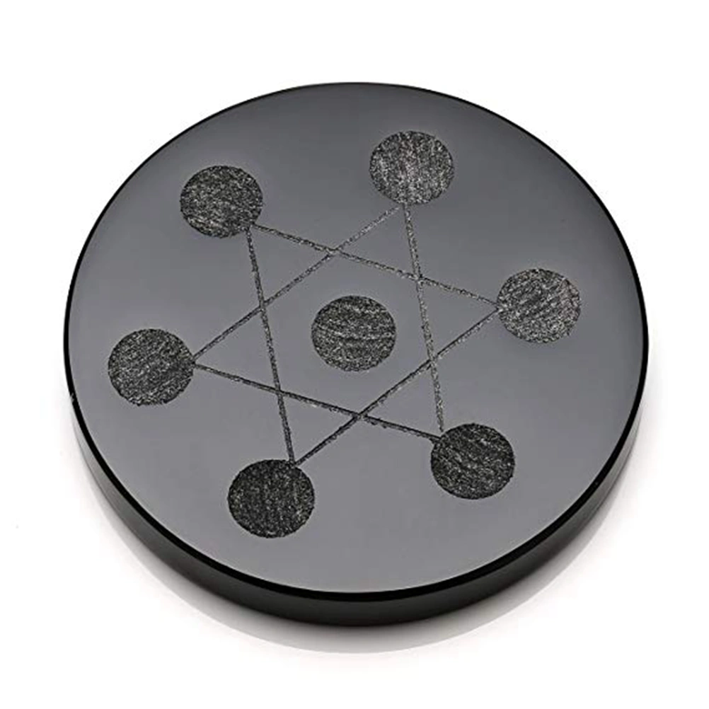 7 Chakra Gemstone Ball Sphere Set on Black Obsidian Heart Chakra Hexagram Stand Reiki Healing Crystals Authentic Stress Free Relaxation Fengshui Seven-star Appetizer Plate