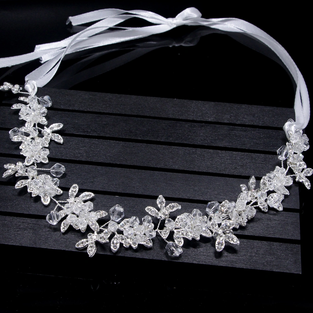 Wedding Headband Crystal Rhinestone Bridal Headpieces Headwear Hair Accessory for Wedding Hair Decoration (Silver)