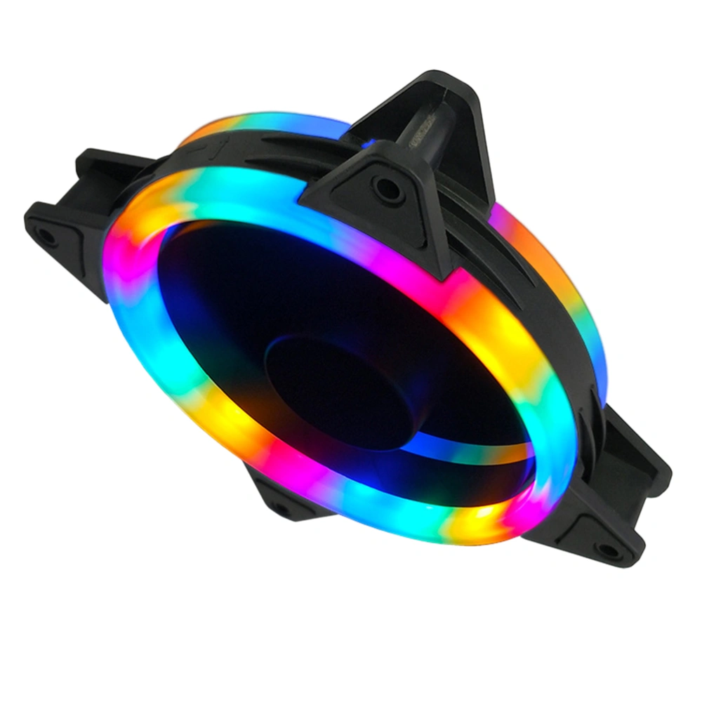 1PC 12CM Mute Computer Fan Cool LED Computer Fan Double Aperture RGB Cooling Fan Desktop Computer Main Case Fan for Home Studio Dorm (Rainbow Color)