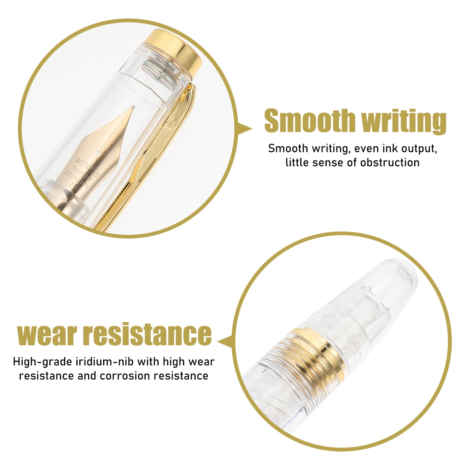 2Pcs Transparent Fountain Pens Portable Fountain Pens Piston Fountain Pens Calligraphy Pens