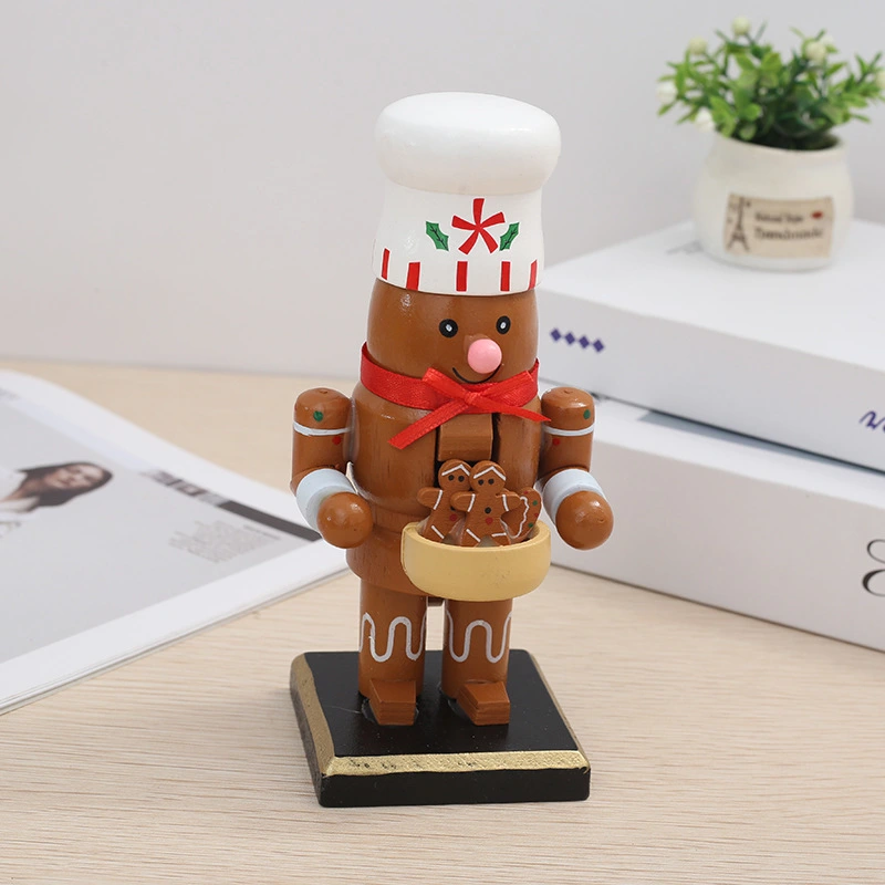 Chef Gingerbread Nutcracker Cute Wooden Chef Nutcracker Figure Christmas Wood Puppet Ornament