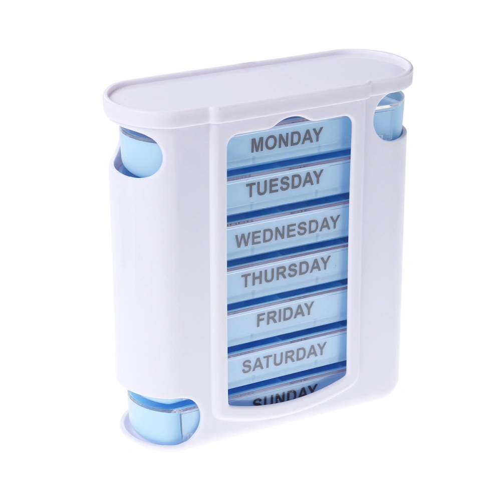 7 Day 28 Compartments Pill Cases Four-a-Day Weekly Pill Organizer Cases Portable Drawer Design Moisture Proof Plastic Pill Box