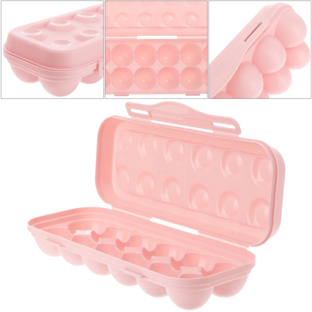 2Pcs 12 Grids Refrigerator Shatterproof Egg Box Egg Storage Box Duck Egg Tray Box(Pink)