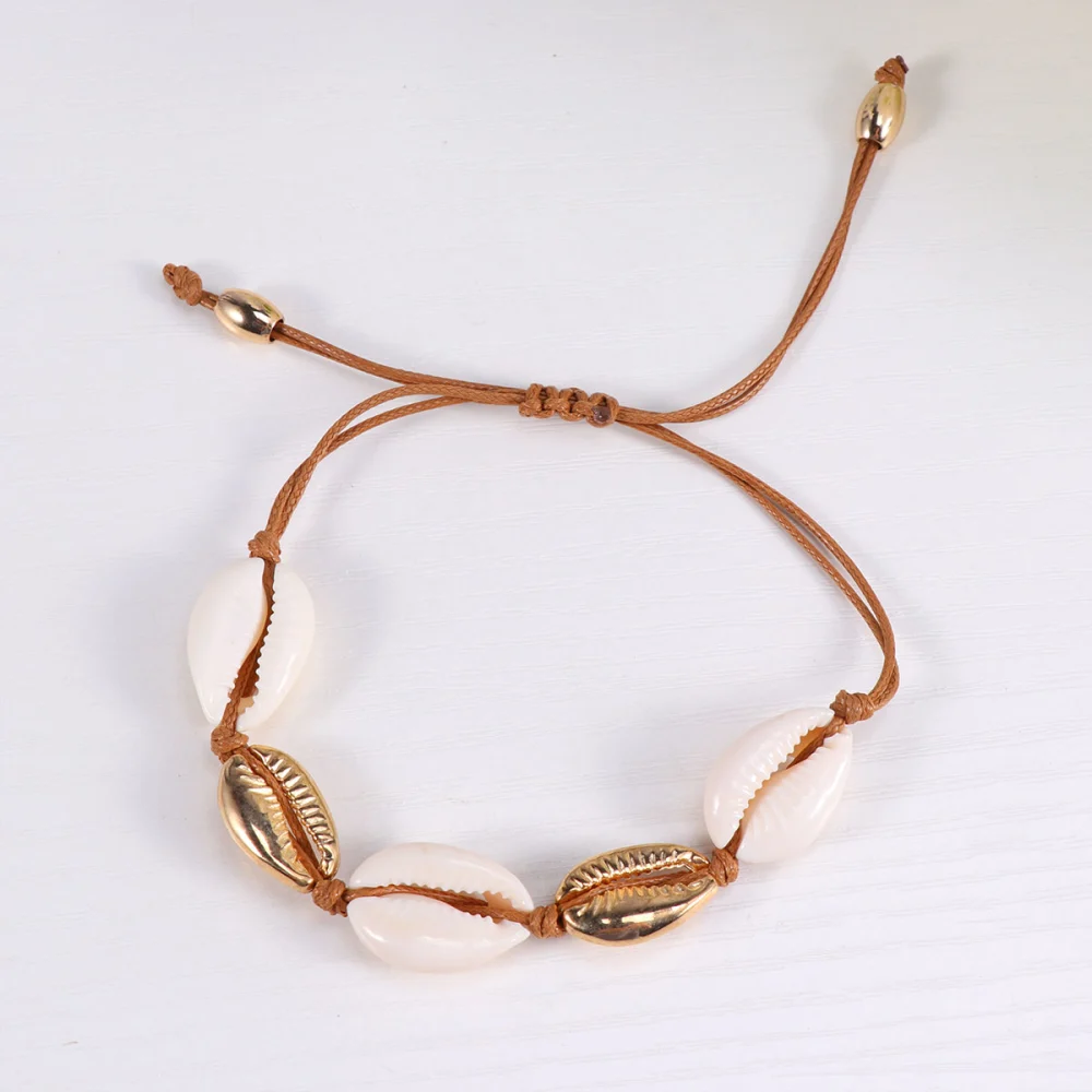 Elegant Bohemian Style Plated Shell Weave Bracelet Women Elegent Decoration Tool