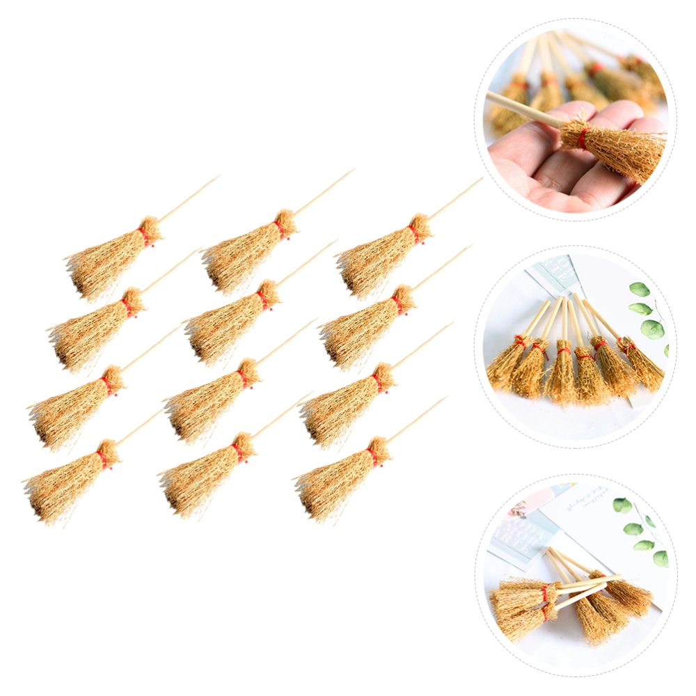 12Pcs Doll House Brooms Miniature Brooms Mini Furniture Model Photo Props