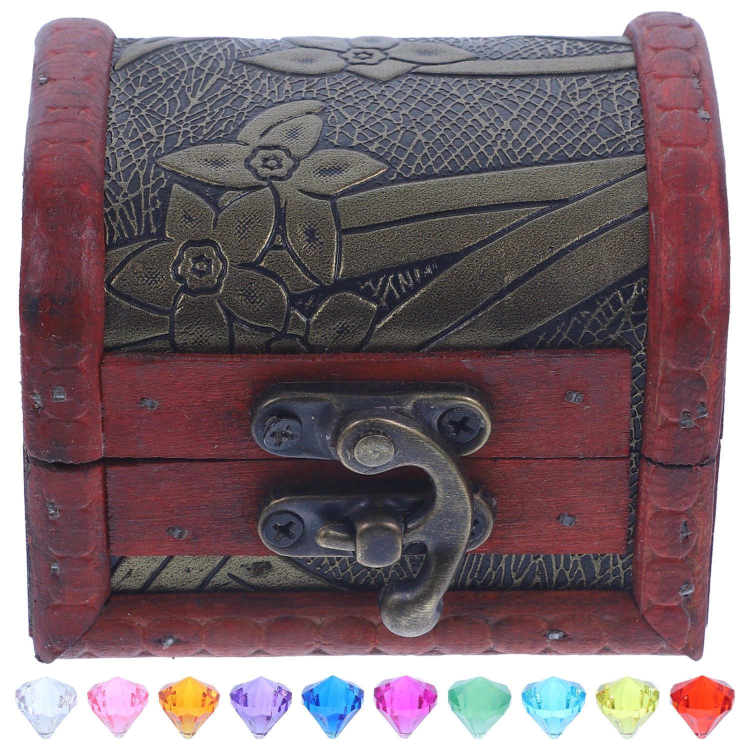 1 Set Acrylic Gemstones Kids Gemstone Toys with Pirate Treasure Chest Box