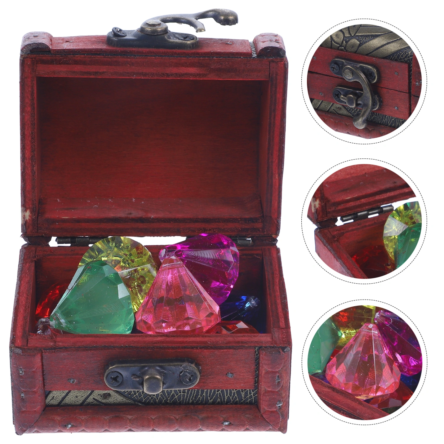 1 Set Acrylic Gemstones Kids Gemstone Toys with Pirate Treasure Chest Box