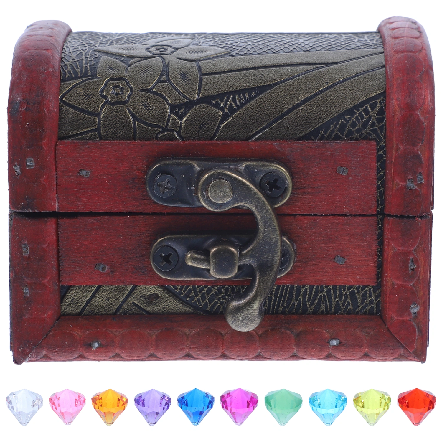 1 Set Acrylic Gemstones Kids Gemstone Toys with Pirate Treasure Chest Box