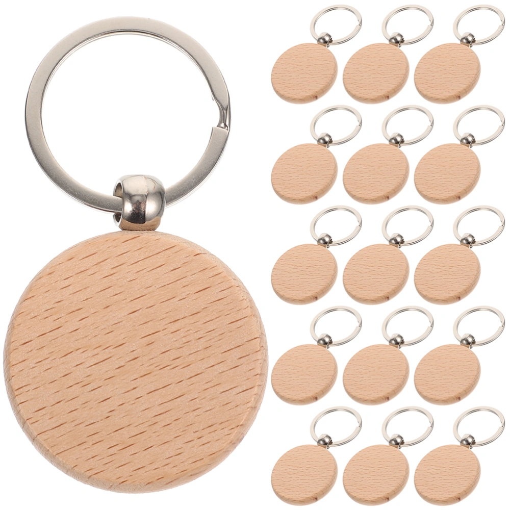 20pcs Wood Key Chain Pendants Wooden Keychain DIY Key Ring Key Holder Bag Decor