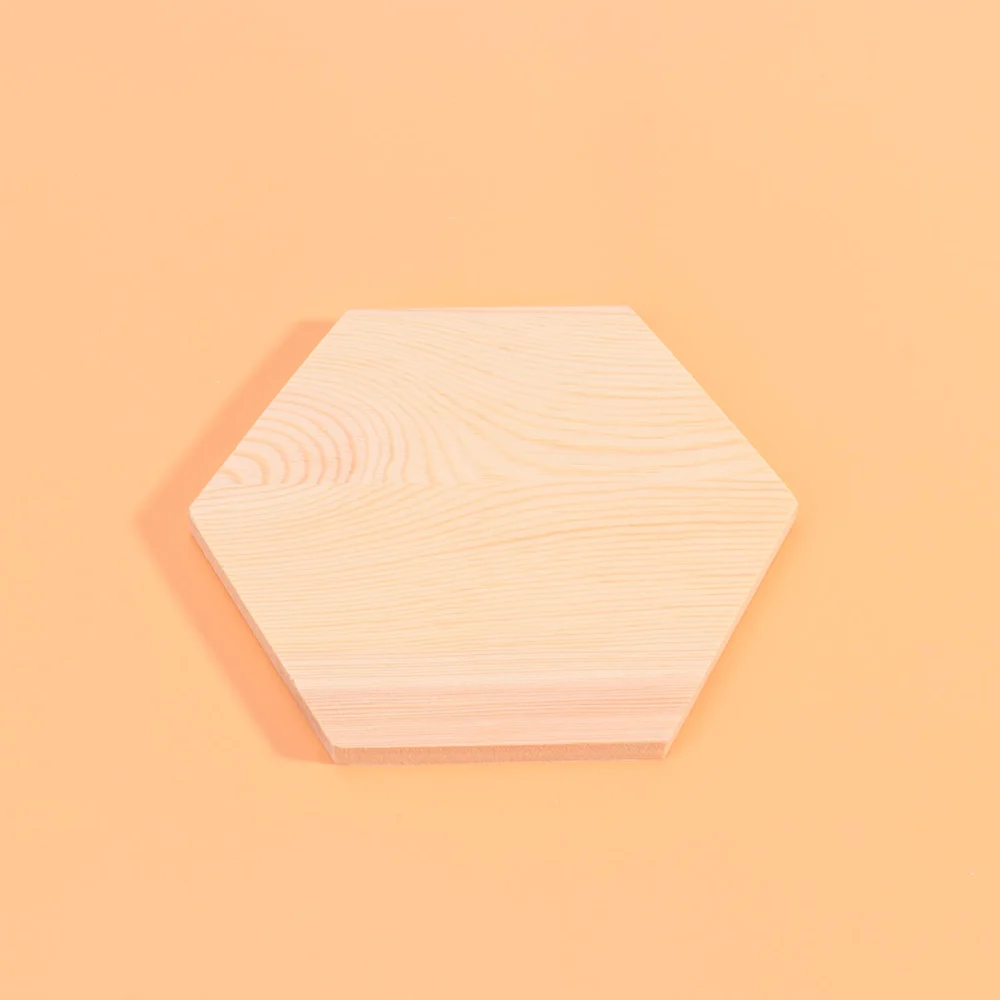 10PCS Wooden Plank Polygonal Wood Block Hexagon Profiled Solid Wood Block Manual DIY Special-shaped Wooden Boards for Crafts Making Size 5