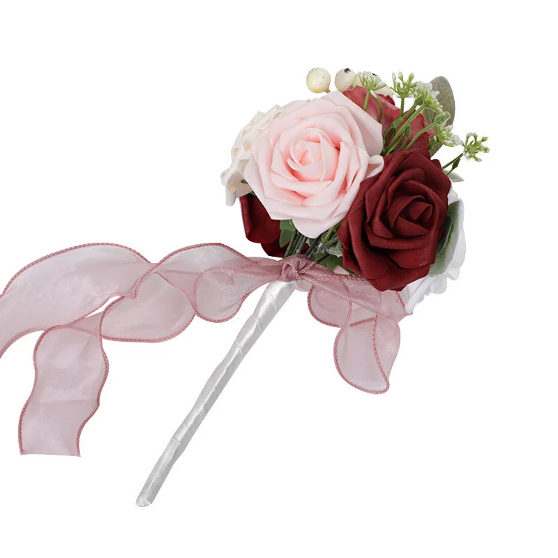 Artificial Flower Bouquet Rose Flower Bouquet Simulated Rose Bunch Quinceanera Faux Rose Ornament