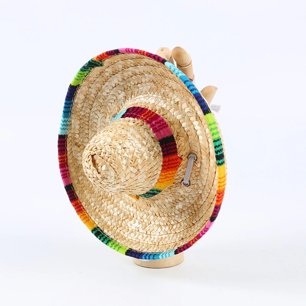 1PC Pet Hat Mini Straw Woven Sun Hat Mexican Sombrero for Puppy Dog Cat