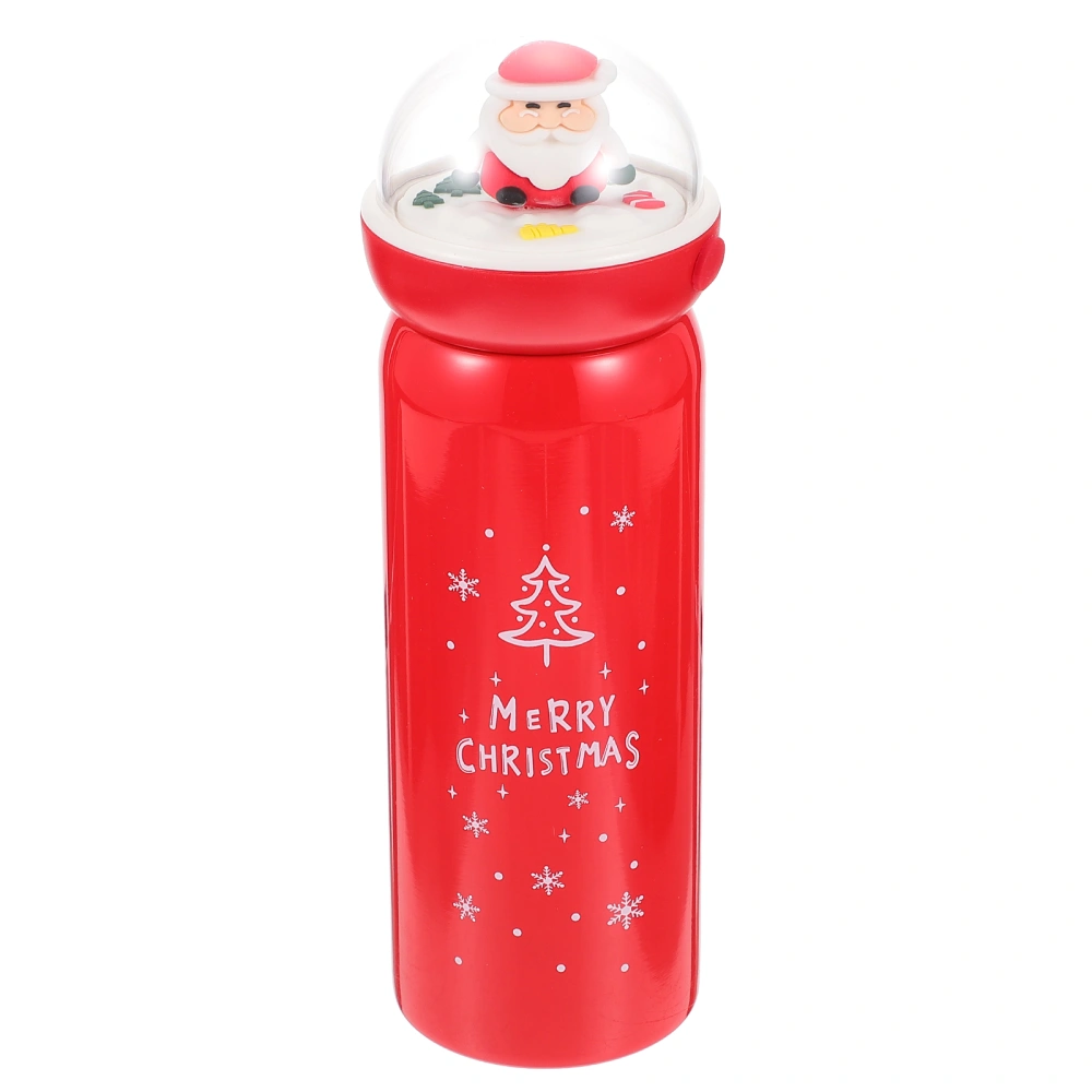 1pc Xmas Tree Pattern Insulated Cup Doll Lid Thermal Cup Stainless Steel Cup