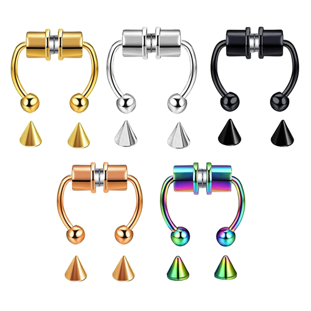 5pcs Chic Stainless Steel Nose Rings Magnetic Nose Rings Fashion Accessories