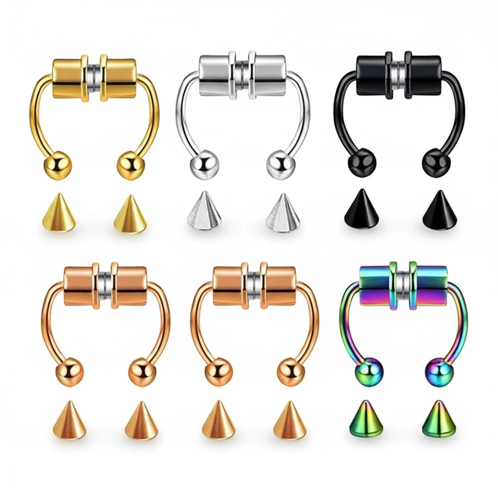 5pcs Chic Stainless Steel Nose Rings Magnetic Nose Rings Fashion Accessories