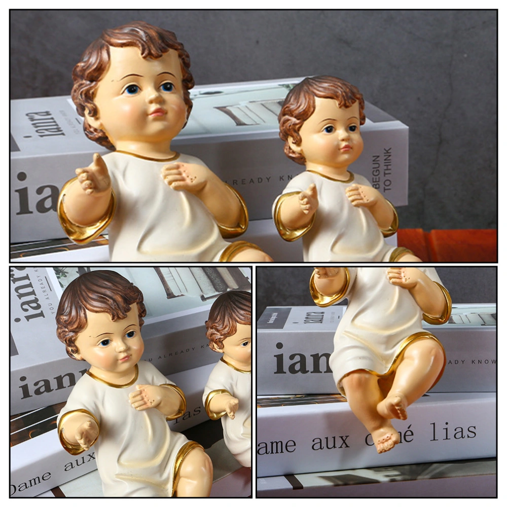 1Pc Jesus Baby Statue Ornament Religious Saint Baby Resin Figurine Adornment