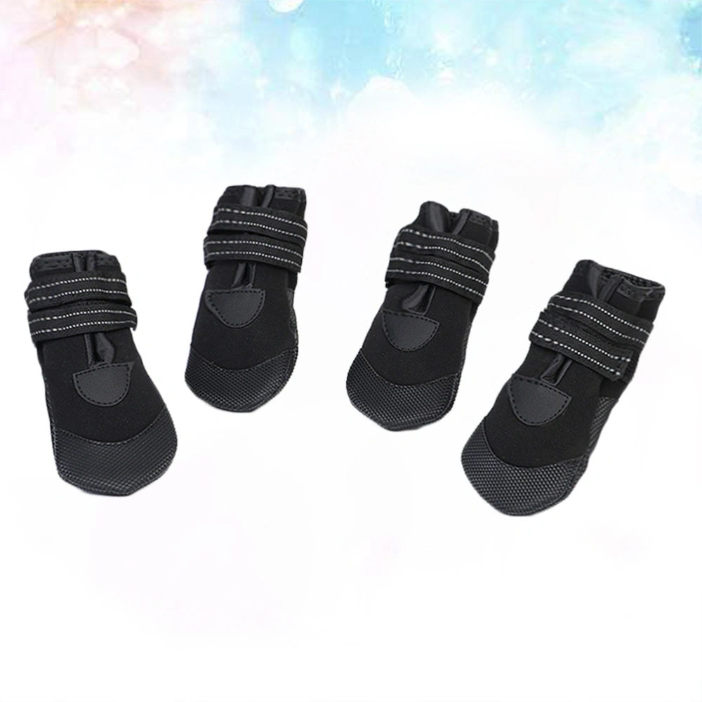 4Pcs Little Pet Dog Puppy Anti-slip Luminous Rain Snow Boots Candy Colors Rubber Waterproof Boots Shoes Size 3 (Black)