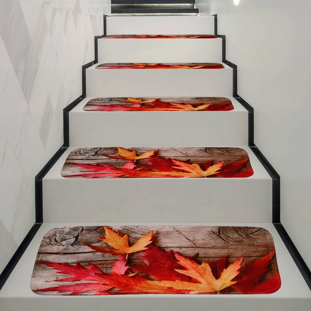 Non-slip Stair Carpet Treads Washable Stair Tread Mat with Adhesive Tape and Rubber Backing(Pattern 18)