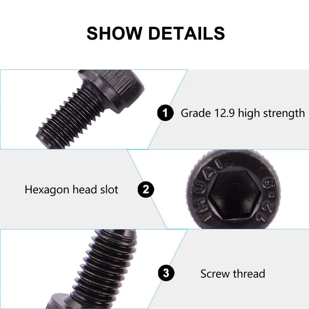 100pcs M5x10 Allen Steel Screw Hexagon Socket Head Screws Hex Cup Heads Knurled Bolt Stigma Bolts (Black)