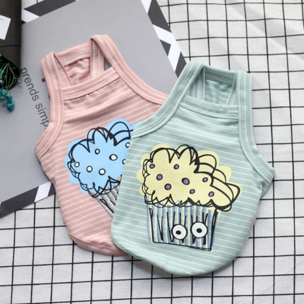 2PC Pet Clothes Summer Dress Small Strap Cotton Pets Vest Comfy Spring Hope Floral Cotton Blend Dog Shirts Tank Clothes for Small Dogs Size M (Pink and Blue)