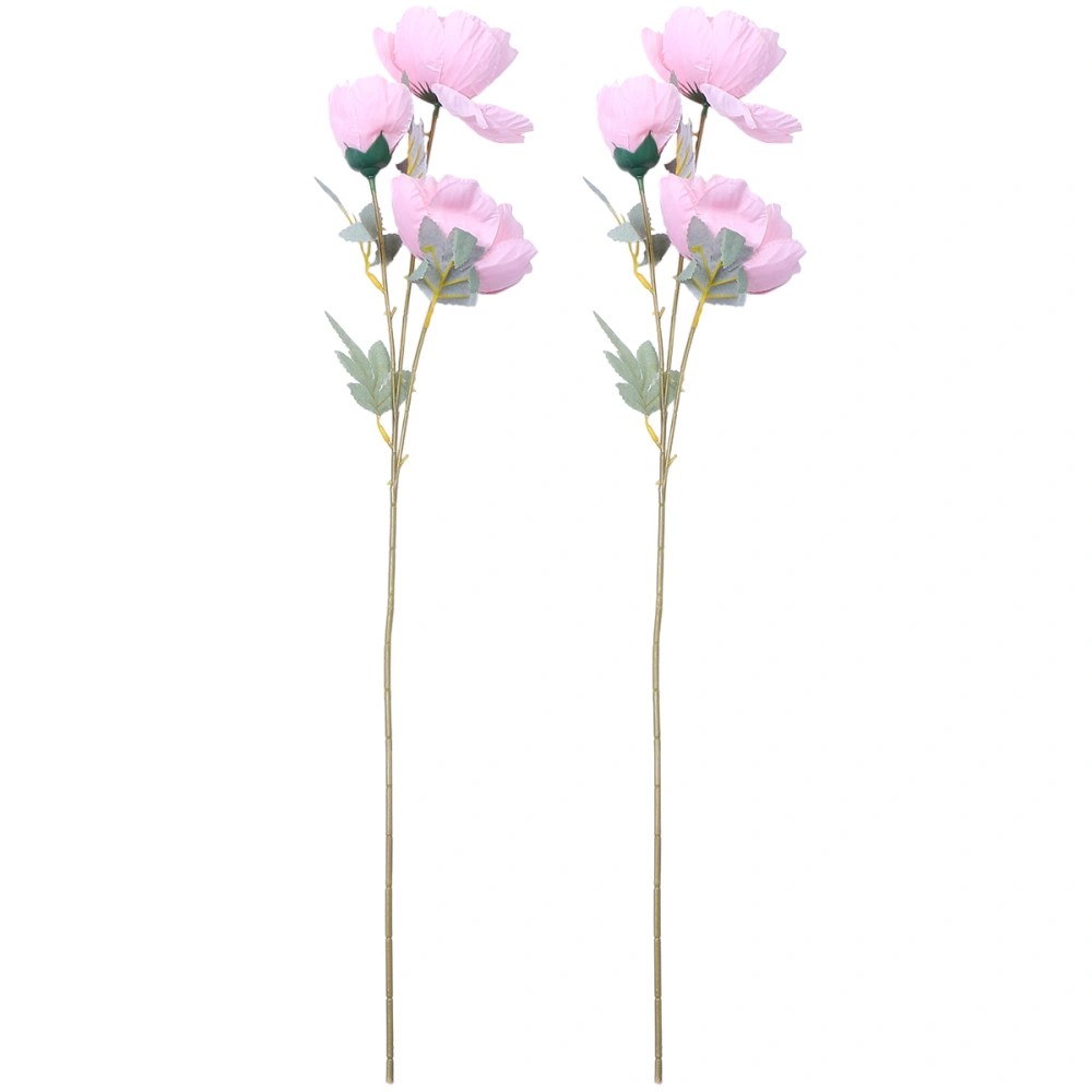 2PCS Artificial Peony Lifelike Flower Ornament Photography Props Simulation Flower Adornment for Home Decoration Shopwindow (Pale Pink)