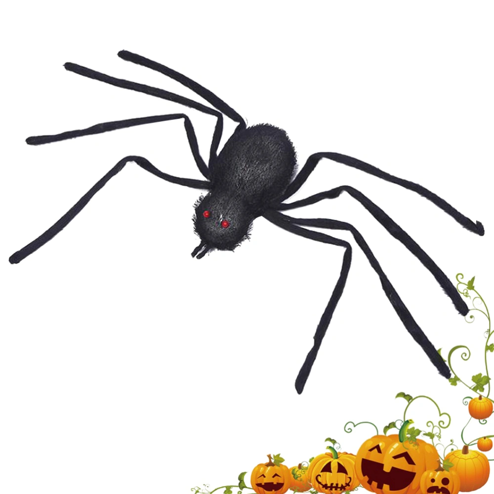 1pc Simulated Spider Realistic Fake Spiders Gleamy Creepy Lifelike Prank Toy for Halloween Club Pub Haunted House (Black)