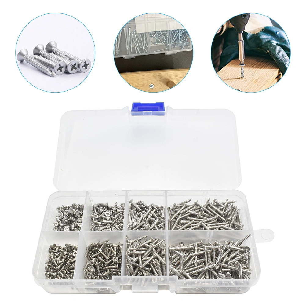 1 Set Flat Head Self Tapping Screws Assortment Kit Carbon Steel Screws