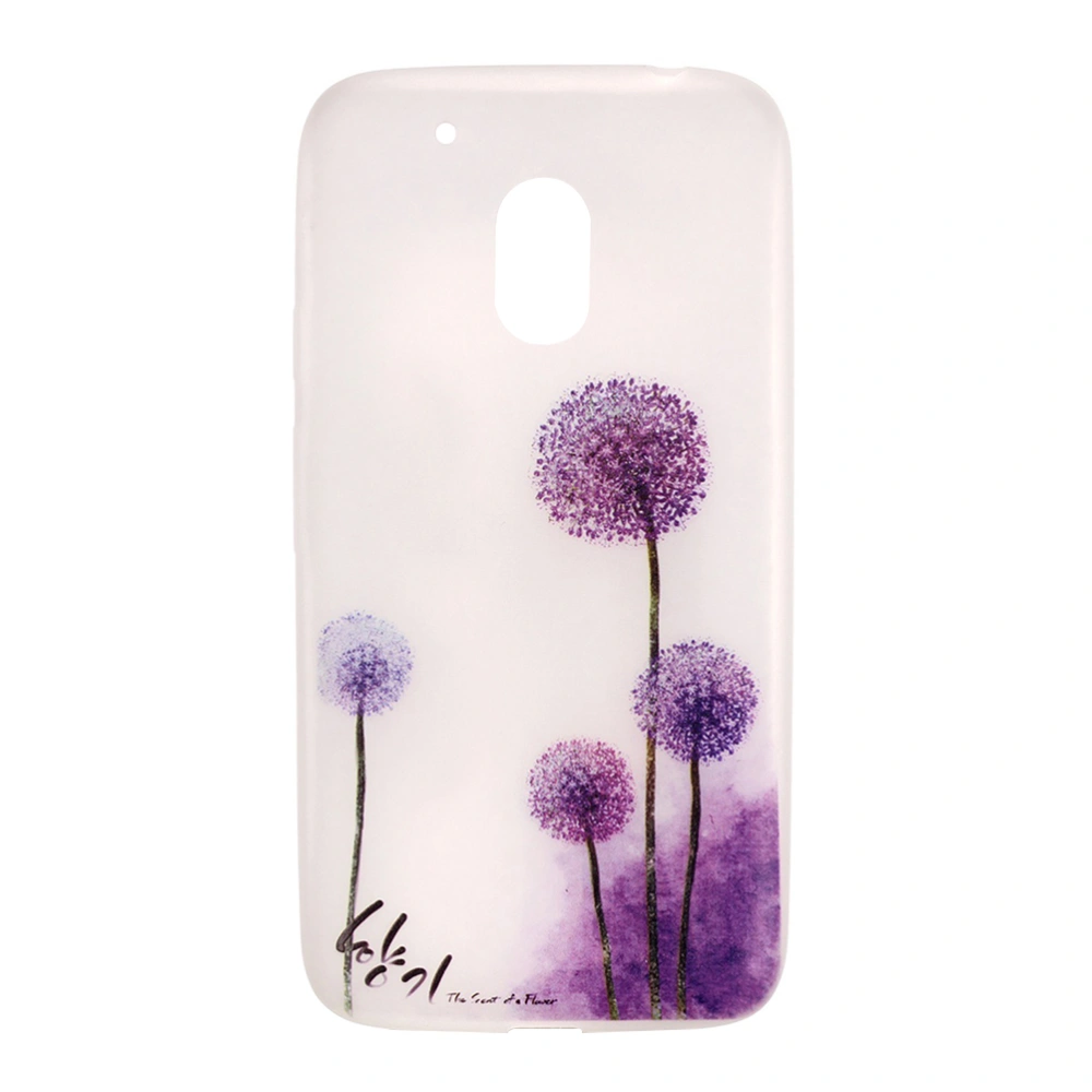 Luminous Phone Case Cartoon Purple Dandelion Colored Drawing Shockproof Cover Phone Protector for MOTO G4 play (Transparent)