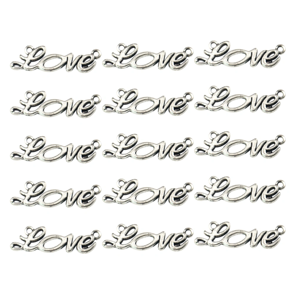 30pcs Fashion Love Letters Pendant DIY Alloy Charms Jewelry Making Accessories for Necklace Bracelet (Antique Silver)