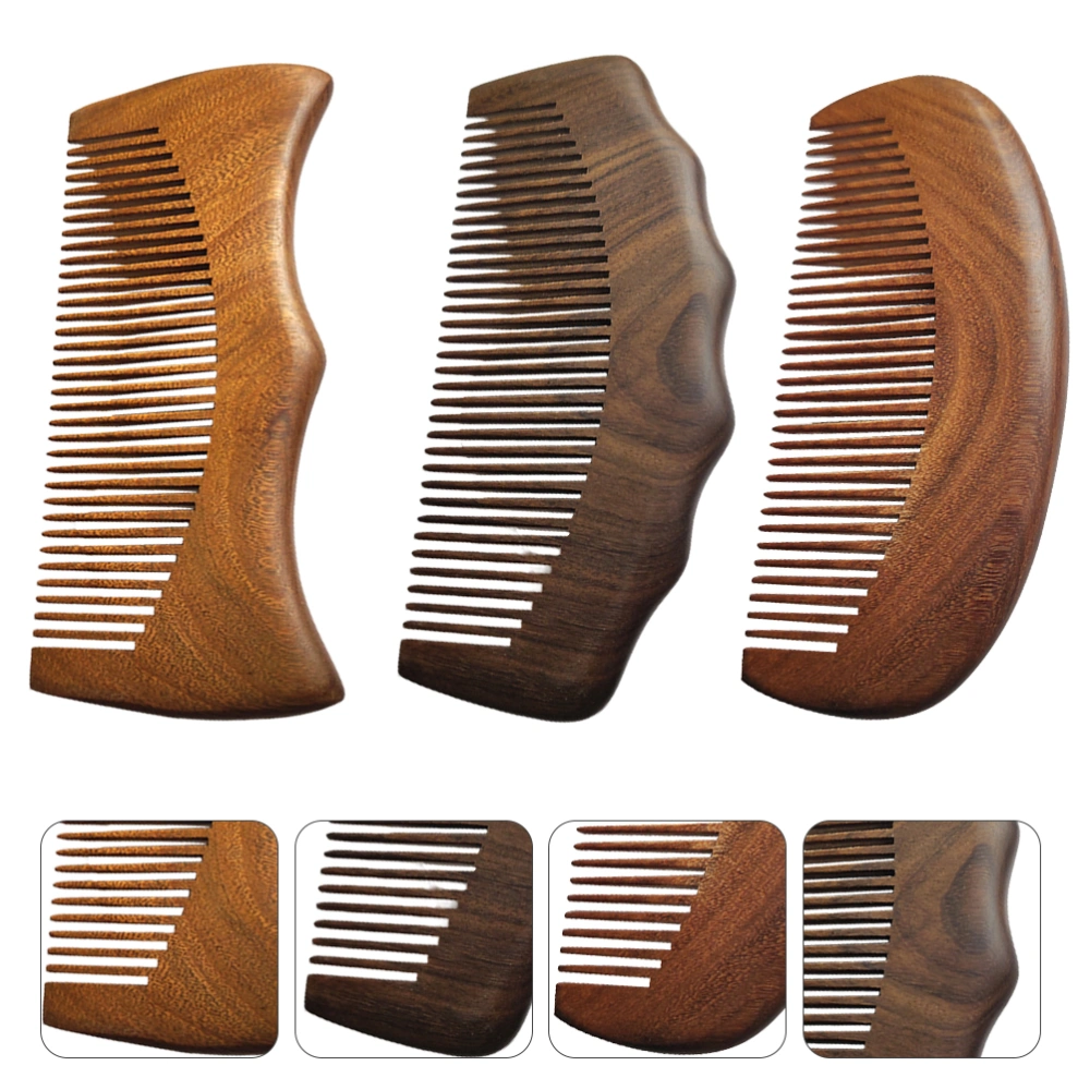 3pcs Women Non-static Comb Creative Wood Comb Practical Hairstyling Comb