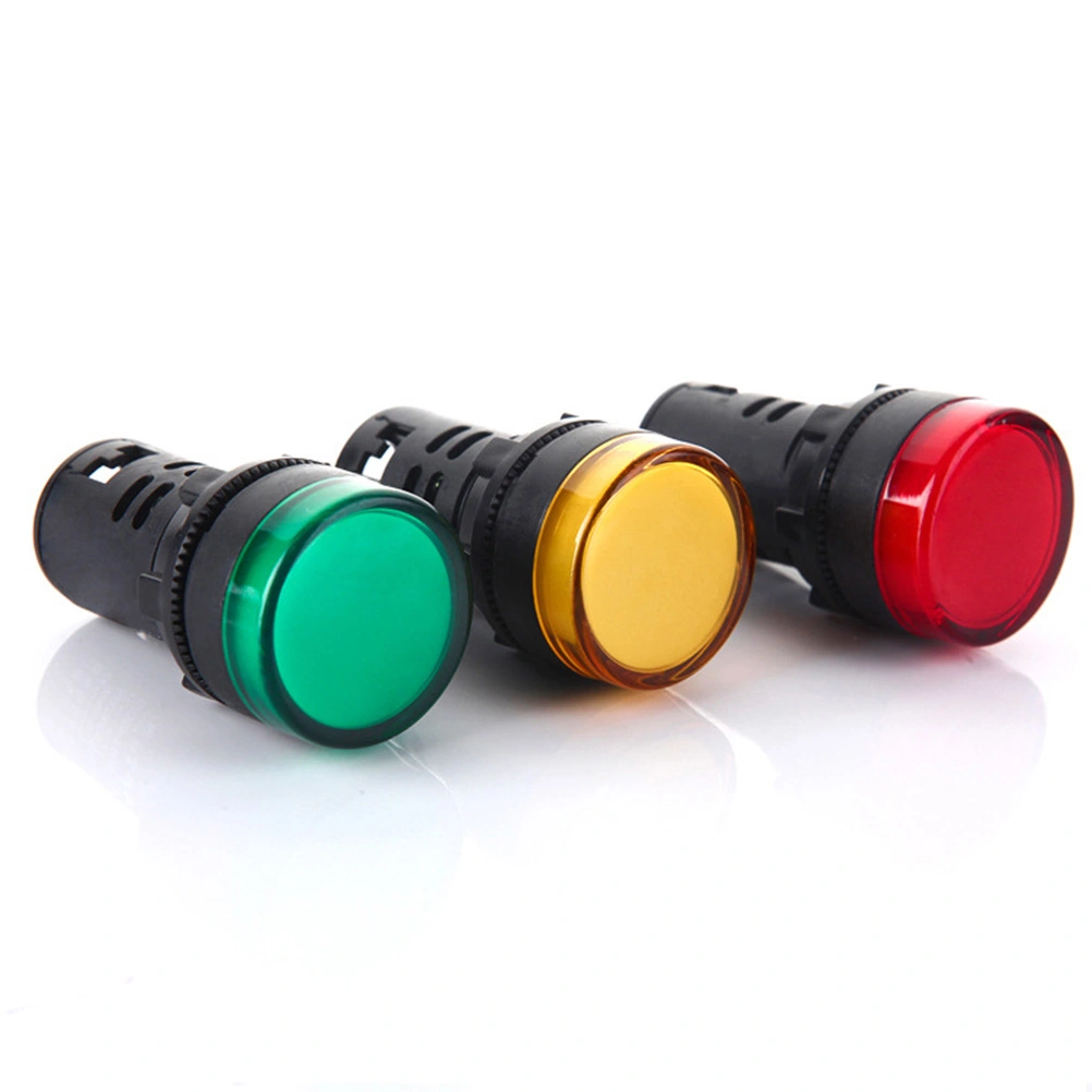 6Pcs Panel Mount Signal Power Led Indicator Light Green Red Yellow Pilot Lamp (24V Yellow +24V Red +24V Green, 2Pcs/Each)