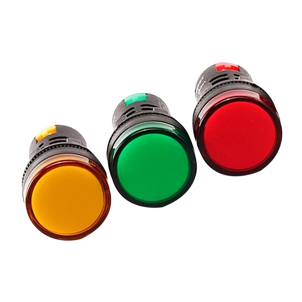 6Pcs Panel Mount Signal Power Led Indicator Light Green Red Yellow Pilot Lamp (24V Yellow +24V Red +24V Green, 2Pcs/Each)