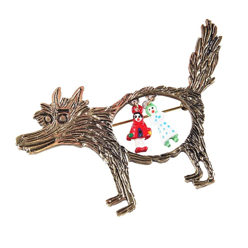 Fashion Retro Wolf Fairytale Brooch Pin Jewelry Little Red Riding Hood Pin