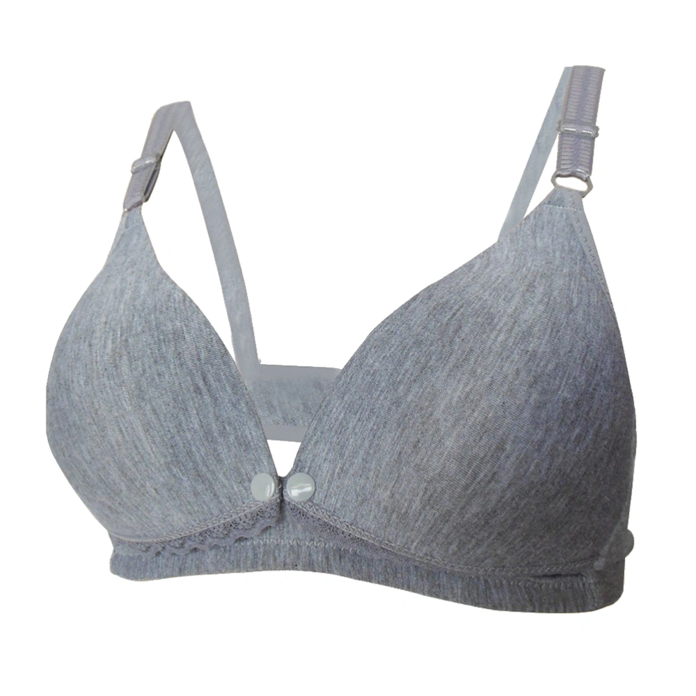 Women's Front Button Nursing Bra Seamless Breastfeeding Maternity Brassiere 80C (Silver Gray)